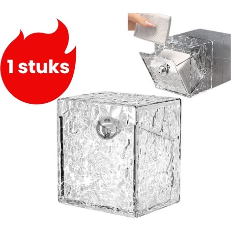 Boîte de rangement pour rouge à lèvres avec support pour cotons-tiges et petits accessoires blanc transparent (1/5)