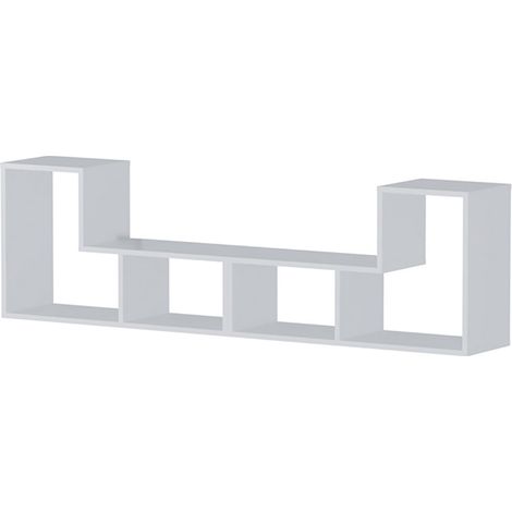 Ensemble de 2 meubles étagères modulables multifonction couleur Blanc- Longueur 183 x Hauteur 54 x Profondeur 30 cm (1/3)
