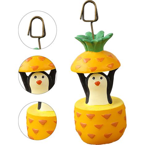 Porte-messages en résine en forme d'animal mignon, décoration de bureau, porte-cartes de visite, porte-photos, pingouin ananas. (1/3)