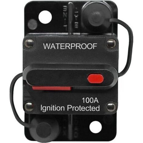 Disjoncteur de Voiture 30A - 150A, DC 12V - 48V Disjoncteur Étanche avec Réinitialisation Manuelle pour Moteur Auto Voiture Marine Bateau Vélo Stéréo Audio, 100A (1/4)