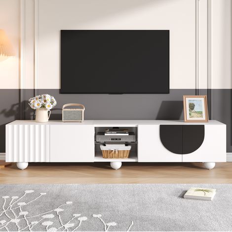 Mobile TV bianco e nero con vani aperti 180 cm OKMYHOME (1/5)