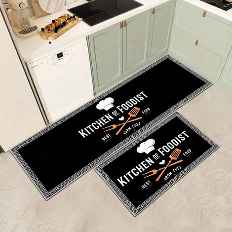Lot de 2 Tapis De Cuisine Antidérapants, Confort Anti-Fatigue, Lavables Pour Maison Et Bureau (40x60+40x120cm) (1/5)