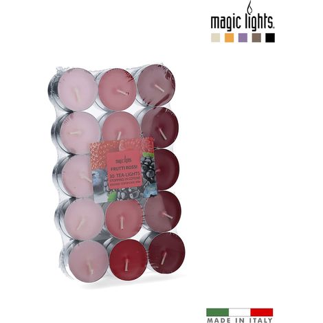 Confezione da 30 Candele al Profumo di Frutti Rossi Luci Magiche da 3,7 cm