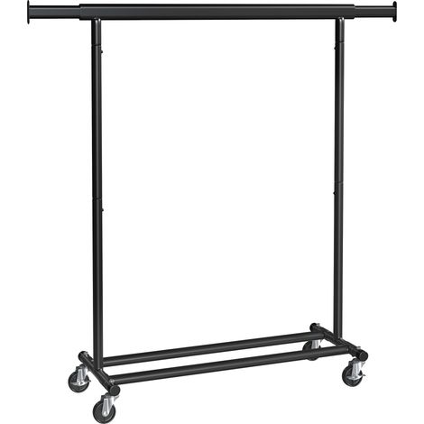Songmics – Portant à vêtements avec roulettes – Capacité de charge 100 kg – Tringle télescopique 92-132 cm – Dimensions 45 x 161,5 cm – Métal traité
