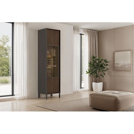 Vitrine moderne 1 porte lave/mercure Cristina (1/5)
