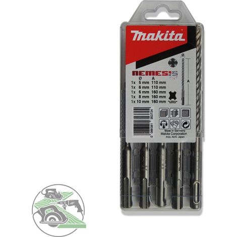 Makita Nemesis 2 Bohrer-Set SDS Plus 5 teilig für Beton 4 schneidig B-58992