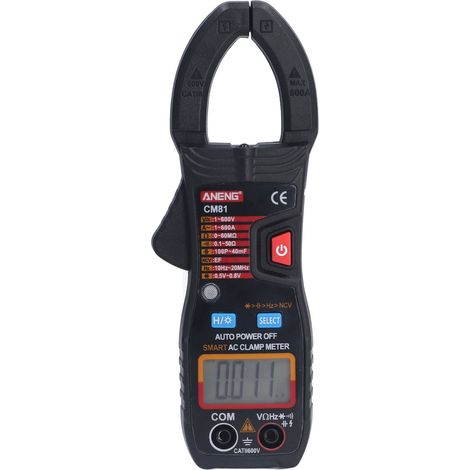 Digitales Zangenamperemeter, hochpräzises Mehrzweck-Elektroprüfgerät mit Hintergrundbeleuchtung, berührungsloses Zangenmultimeter für Elektriker, schwarz, Batterie nicht im Lieferumfang enthalten (1/5)