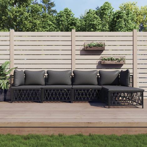 5-tlg. Garten-Lounge-Set mit Kissen Anthrazit Stahl (1/5)
