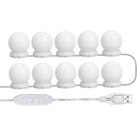Diamant Ampoules miroir 3 couleurs 10 ampoules Modèle USB Modèle blanc (1/5)