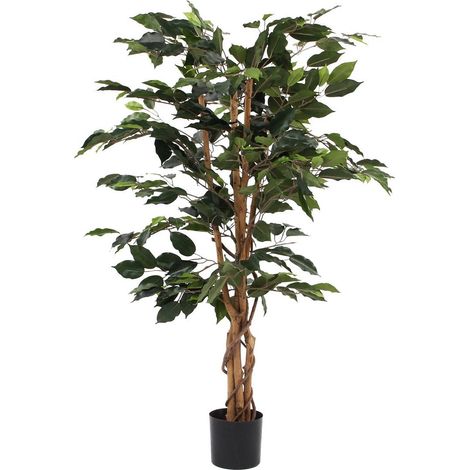 Plante artificielle Ficus vert pour décoration d'intérieur avec tronc en bois H110 x Ø65 cm - PANGIVO (1/5)
