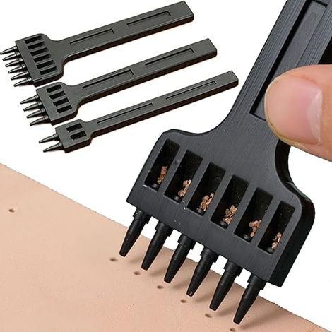 3Pcs Outils de Couture de Poinçon de Trou en Cuir, Kit DIY, Prong Lacing Perforate Sew Tools pour Bracelets de Montre, Ceintures, Toile, Papier, Plastique (1/5)