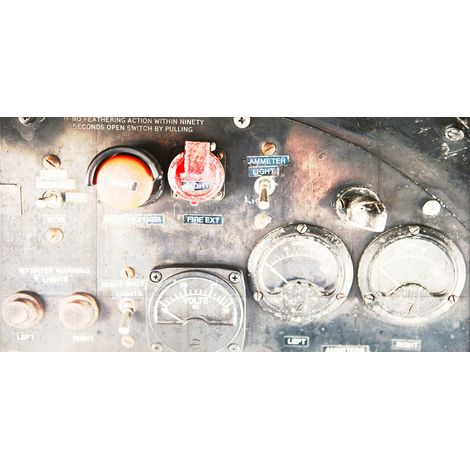 Papier peint panoramique avion noir | Tapisserie panoramique cockpit pour bureau | Papiers peints panoramiques vintages - 250 x 500 cm (5 pièces) (1/2)