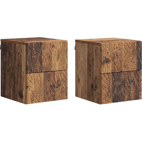 Mobiletto da notte a muro 2 pcs Legno antico 34,5 x 33 x 40 cm vidaXL