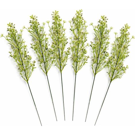 Pack of 6 x 48cm Artificial Wild Berry Blossom Spray Stem Faux Green Floral Filler (1/5)