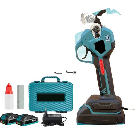 Podadora eléctrica, motor sin escobillas, diseño ergonómico, azul. (1/2)