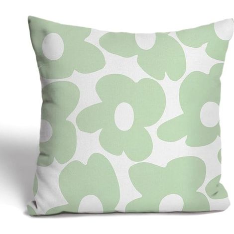 1 housse de coussin, motif marguerite vert sauge, recto-verso, 45,7 x 45,7 cm, polaire polyester, décoration intérieure (1/5)