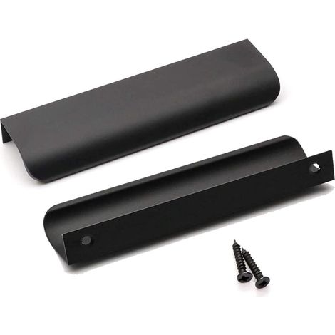 Lot de 10 Poignee de Meuble Cuisine Noir Poignée Cuisine Noir Poignée Profil Noir Poignée Meuble Noir Mat en Alliage d'Aluminium Entraxe 128mm Longueur 150mm(Noir) (1/5)