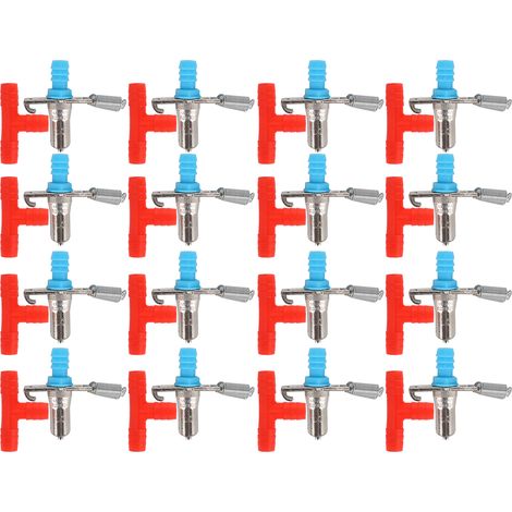 Lot de 20 abreuvoirs à double ressort, résistants à la rouille et à trois voies, pour lapins. Abreuvoir à tétine rouge. (1/5)