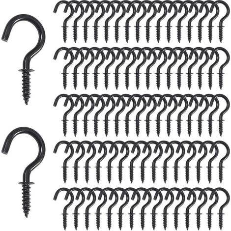 Crochets À Vis, Crochets à Vis de Plafond, Crochets Muraux à visser Inox pour Intérieur, Extérieur, Clés, Lumières, Décoration de Noë（20mm-80pcs） (1/5)