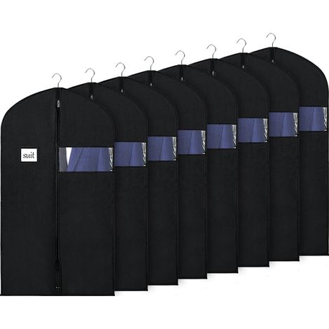 Filiyano-Housse de rangement pour vêtements, 60 x 101 cm, avec fenêtre transparente, pour vestes, costumes, chemises, lot de 8 (FF). (1/5)