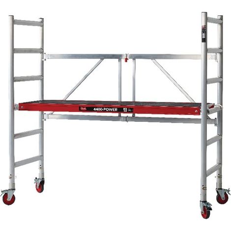 Altrex – Échafaudage pliant 6 échelons – Hauteur de travail max 7,80 m – Largeur 0,75 m – Roues avec double frein – 326002