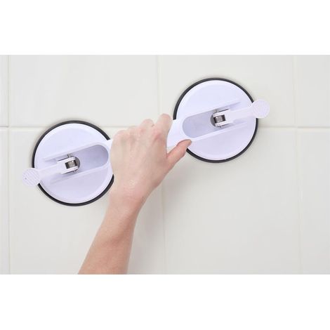 Barra Supporto da Appoggio Sostegno a Parete Bianco con Ventose 33x12,5x7,5 cm (1/5)