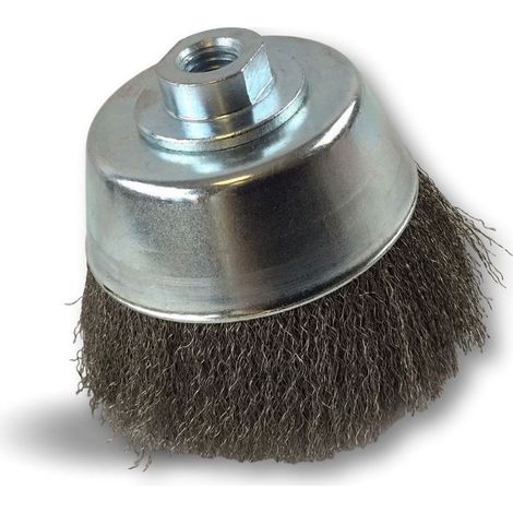 Brosse coupe rotative boisseau meuleuse d'angle Garnissage Inox ondulé souple ou dur - Quantité x 1 - Ø120 coupe - Souple - Inox (1/5)