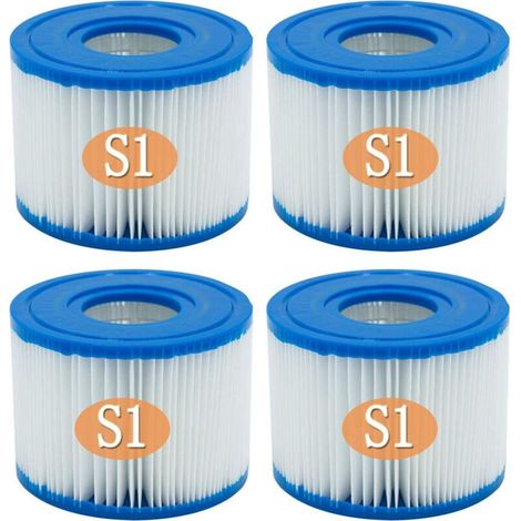 Filtres pour bain gonflable Intex S1 (lot de 4), compatibles avec la pompe de filtration PureSpa 29001E, cartouches filtrantes de rechange pour jacuzzis gonflables Intex (1/4)