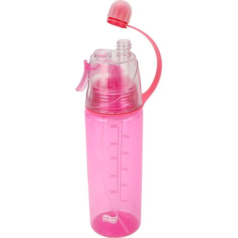 Flacon pulvérisateur en plastique de grande capacité avec graduations claires, idéal pour le sport, la randonnée et les pique-niques. Rose. (1/5)