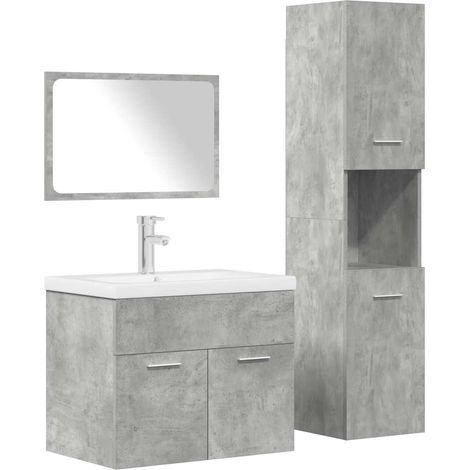 Juego muebles de baño 4 pzas madera contrachapada gris hormigón