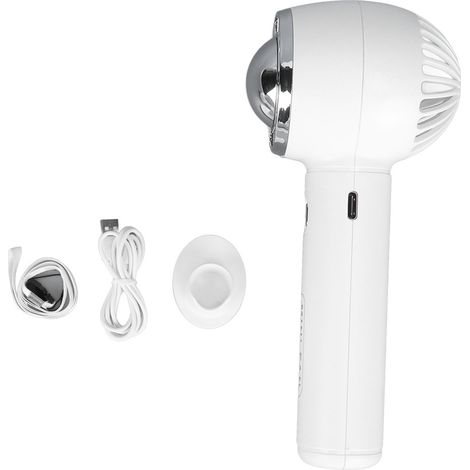 Ventilateur portatif rechargeable USB 3 vitesses vent fort léger batterie 1200mAh blanc pour bureau voyage (1/5)