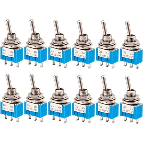 Lot de 12 Mini Interrupteurs à Bascule SPDT 3 Broches 6A 125V Montage Panneau pour Projets Électroniques et Tableau de Bord/p (1/5)