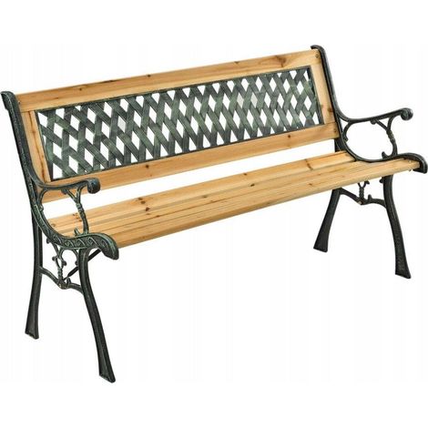 Ergonomische Gartenbank aus Holz und Metall in Grün