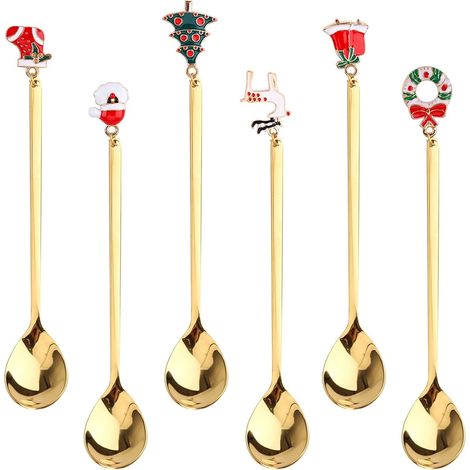 Set of 6 Christmas coffee spoons, Stainless steel, Multicolor (1/5)