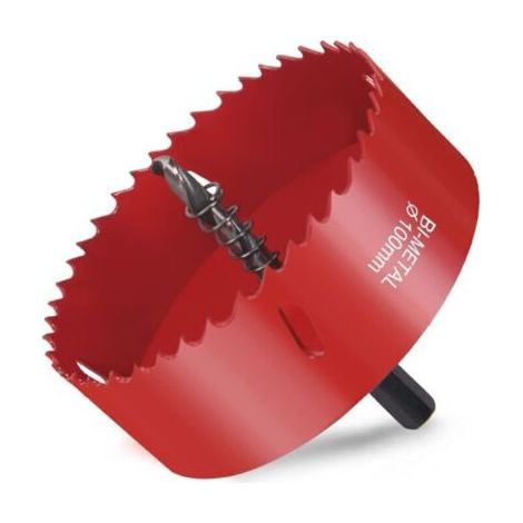 Bi-metal Hole Saw, Ø100mm M42 HSS Bi-Metal Hole Saw, Hole Saw with Hexagonal Adapter and Centering Drill Bit, for Drilling Plastic, PVC, Wood, Fiberboard, Soft Metal (1/5)