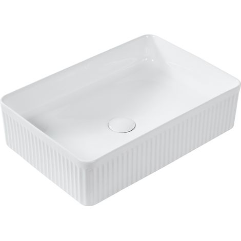 Lavabo sobre encimera de cerámica blanco brillante 50 x 34 cm Geldo (1/5)