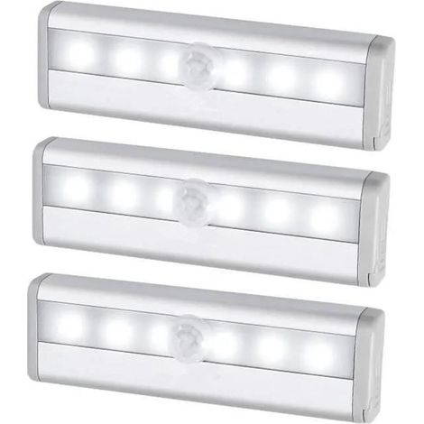 3 pcs Détecteurs de Mouvement Lampe, Veilleuse Automatique,Lampe de Placard,Lampe Escalier, Lampe d\'armoire, Lampe Nocture (1/4)