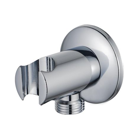 Fortifura Calvi Coude pour flexible de douche avec rosace ronde Chrome (1/4)