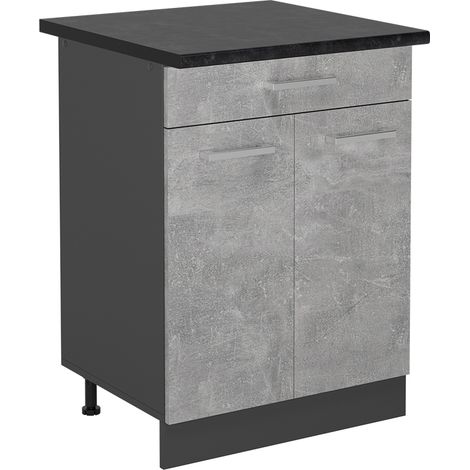 Meuble bas de cuisine R-Line, Béton, 60cm, PT Anthracite, Vicco