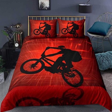 Bettwäsche Set 135x200cm mit BMX Fahrer Motiv, 3D Druck, Mikrofaser
