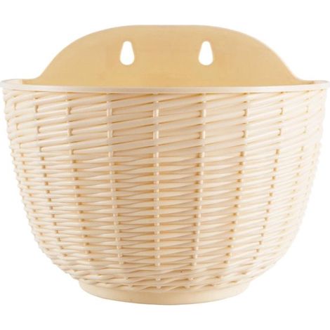 Zwei halbrunde wandmontierte Blumentöpfe mit Rattanmuster Diese Hängeblumentöpfe im Vintage-Stil sind platzsparend und eignen sich für Zimmer und (1/5)