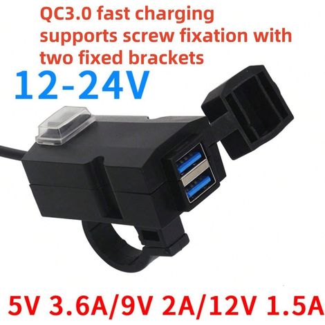 Chargeur USB pour motos et vélos électriques, double port, étanche, 3021, 9-24V (1/4)