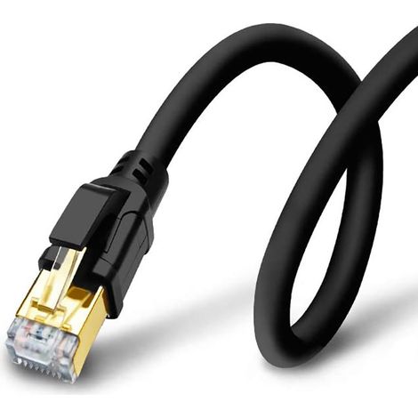 Cable Ethernet Cat8 - 40 Gbps - 2000 MHz - Blindage SFTP - Connecteurs RJ45 Dorés - Pour Réseau Local Haute Vitesse - Longueur Variée