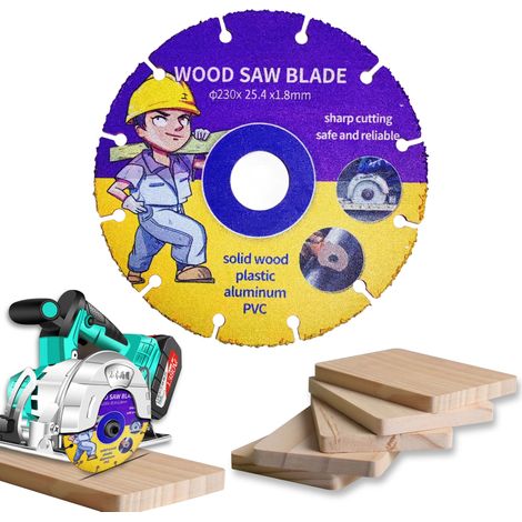 Disque à Tronçonner,230 mm Disque à Tronçonner Carbide Multi Wheel,Disque a Tronconner Bois pour Meuleuse d'Angle Pour Planches,Caoutchouc,Contreplaqué,Clous en Acier (1/5)