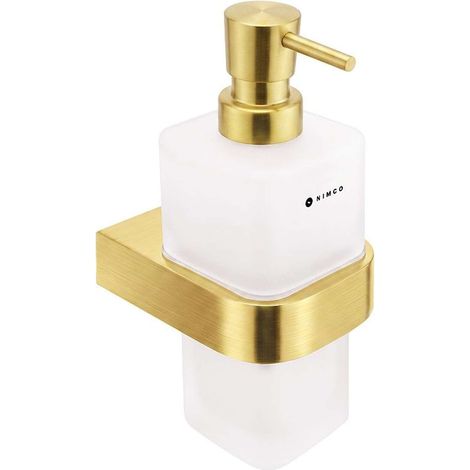 Nimco Nikau - Dispenser sapone con supporto, vetro/oro spazzolato NKZ 30031H-T-Z (1/2)