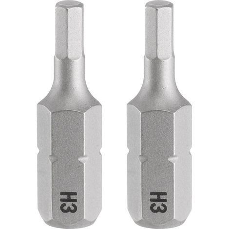 2pcs H3.0 Embout de Tournevis Hexagonal 1/4" Tige Hexagonale 25mm/1" Longueur Magnétique Tête Hexagonale Acier S2 Embout de Tournevis (1/5)