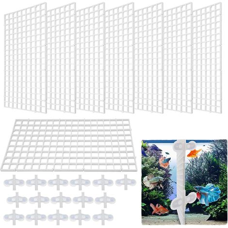 XianzhanEU Lot de 8 séparateurs d'aquarium en plastique avec 16 ventouses (blanc) (1/5)