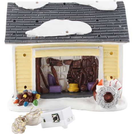 Décorations de Noël pour un village de vacances : maison illuminée, bâtiment célébrant les fêtes, ornements de Noël en résine. (1/3)