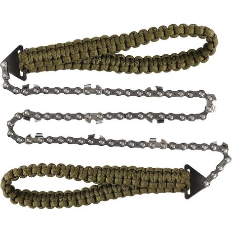 Portatif Tronçonneuse Scie à Main avec poignées de Corde Parachute Multifonction Trousse en Nylon, Câble Scie pour la Survie Gear, Le Camping, la Chasse.（65cm）