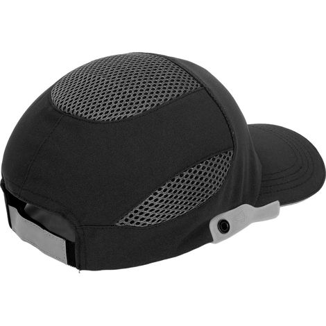 Casquette de sécurité réglable avec visière, respirante, coque anti-choc, noire liseré gris, pour chantier et sport (1/5)